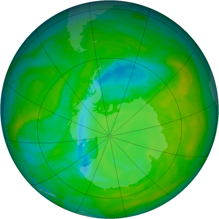 Antarctic ozone map for 02 December 2000